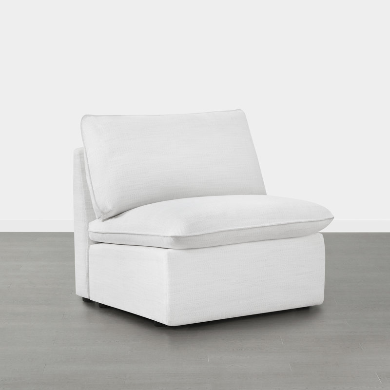 Greylan Armless Upholstered Chair, White Polyester