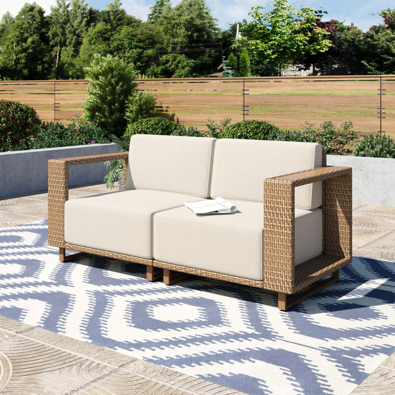 Wicker Outdoor Patio Loveseat With Cushions