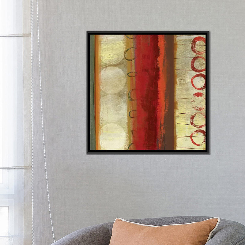 «Oasis Circles II», reproduction sur toile, H 18 po x l 18 po x P 1,5 po, Toile avec cadre noir, Pas de tapis