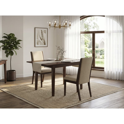 Mahogany Finish Solid Wood Top - Upholstered Dining Room Set with Butterfly Leaf