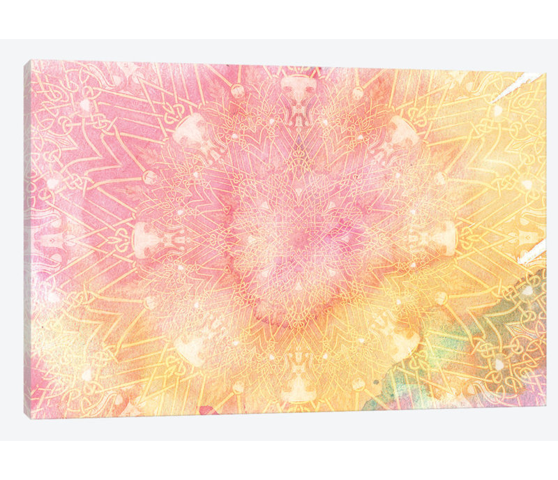 Mandala series : rose limonade, impression sur toile tendue, H 12 po x l 18 po x P 1,5 po, Toile tendue