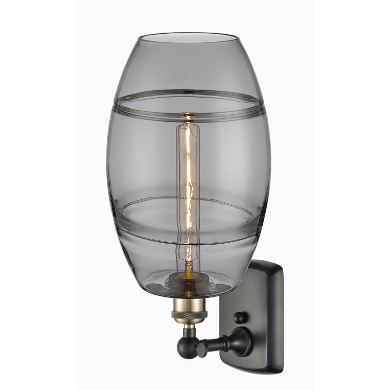 Bettylou Steel Armed Sconce, 10.88" H x 8" W x 8.13" D, Light Smoke, Black Antique Brass