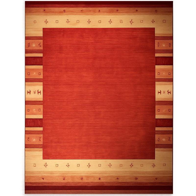 Handloomed Red Gabbeh Tribal Wool Area Rug, 8' x 10'