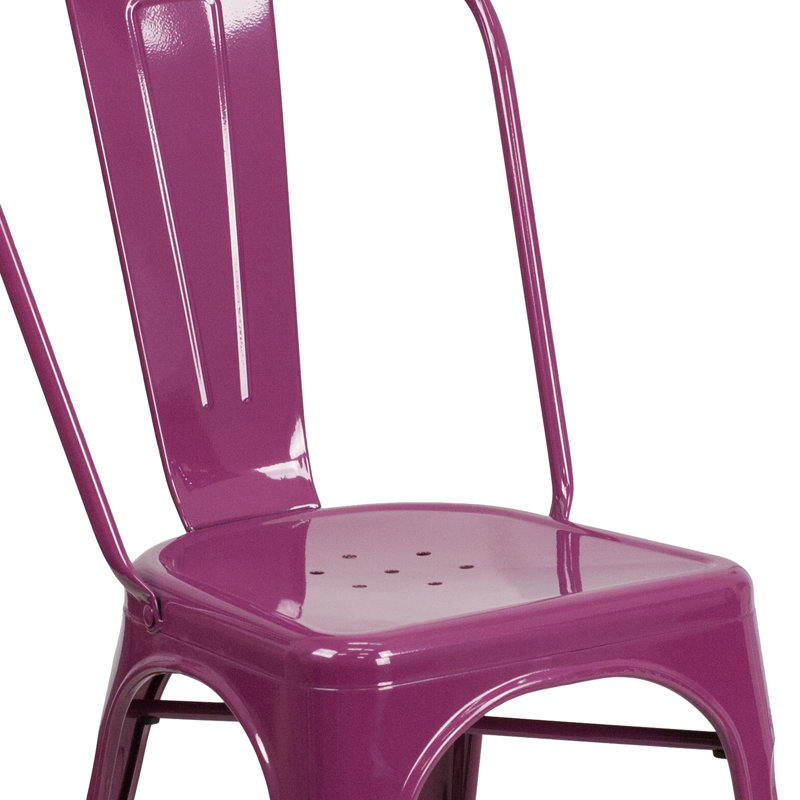 Chaise d'appoint empilable en métal Lily, Mauve
