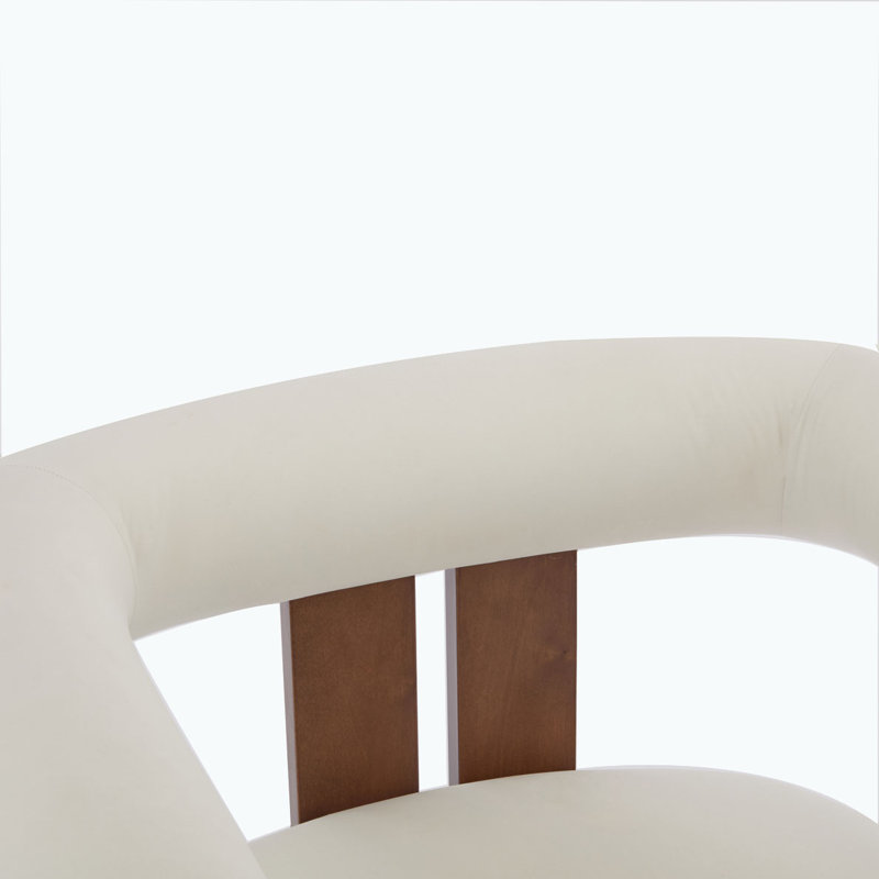 Fauteuil d'appoint rembourré à accoudoirs ronds, Velours blanc