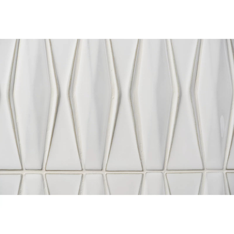 Nabi Harlequin 2x8 Glossy Glass Mosaic Tile, Natural White