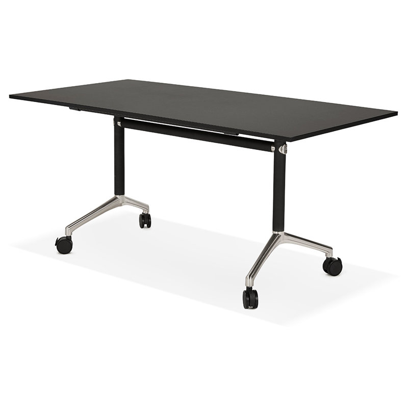 Frohna Metal Base Writing Desk, 73cm H x 160cm W x 80cm D, Black/Black