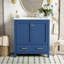Meuble-lavabo bleu 30 po avec lavabo simple, meuble-lavabo sous-comptoir, armoire de rangement avec 2 portes et un tiroir, fermeture en douceur, rangement multifonctionnel, structure en bois massif-131992961