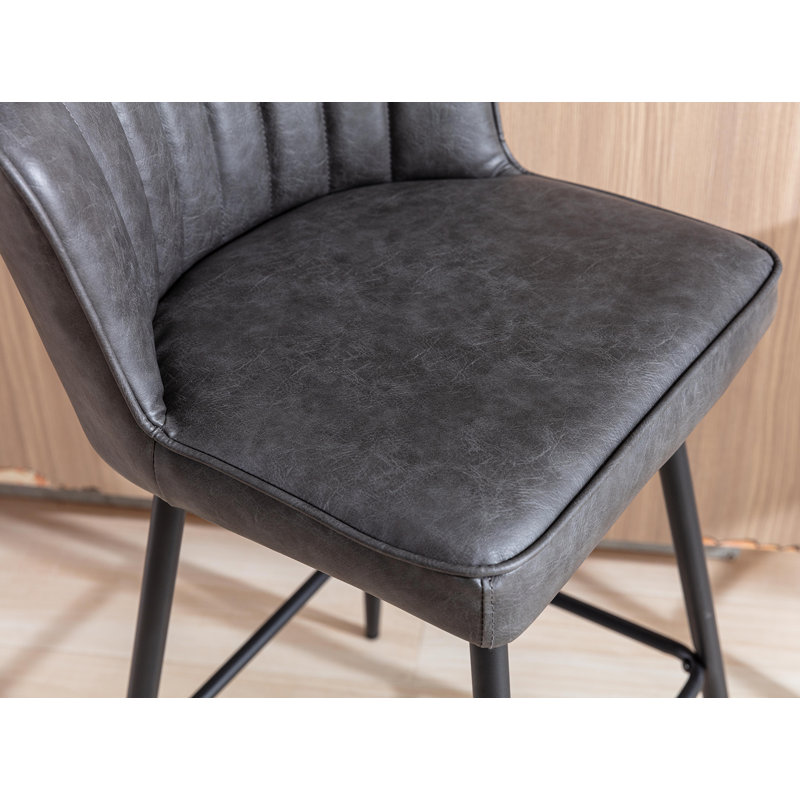 Tabouret de bar rembourré avec repose-pieds, Gris