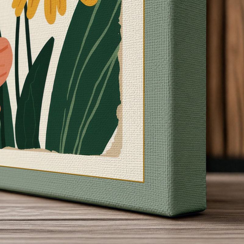 Stylized Arrangement Botanical 1 Piece Wrapped Canvas Wall Art, 24x16 - 61.0 x 40.6 cm, Sage Border