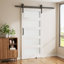 Porte de grange préfinie en bois manufacturé à 5 panneaux en verre givré H 26 po x 84 po avec quincaillerie d'installation