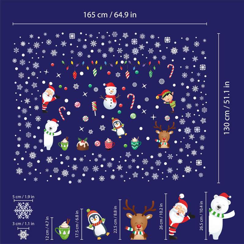 Santa Friends with Snowflakes Christmas Window Decal