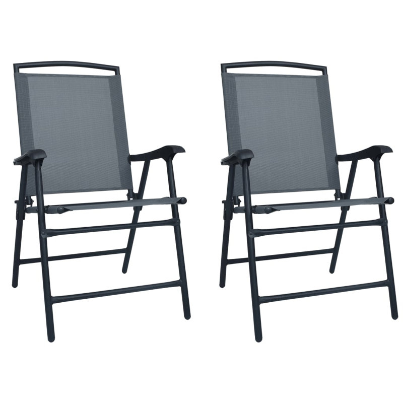 Brasfield Patio Folding Chair Folding Chair Set, Grey