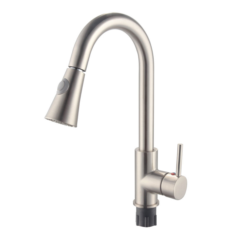 Pull Down Single Handle Kitchen Faucet, Brushed Nickel