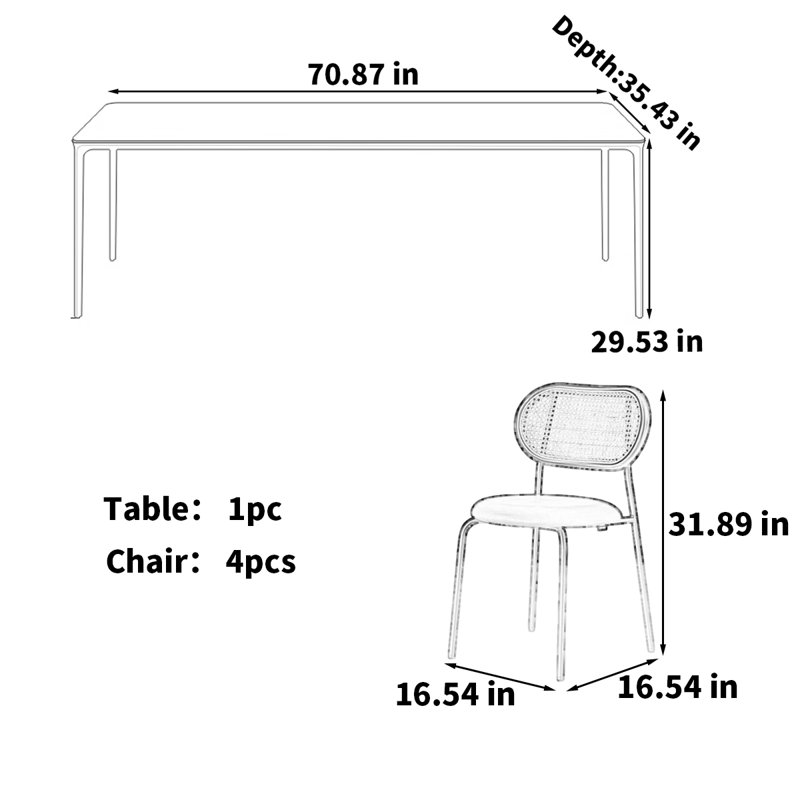 Table en pierre noire moderne et luxueuse, H 29,53 po x L 70,87 po x l 35,43 po