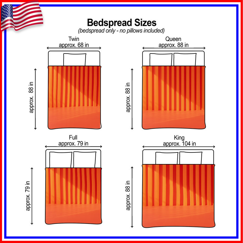 Orange Vertical Stripes Bedding Stripes Bedspread Abstract, Twin