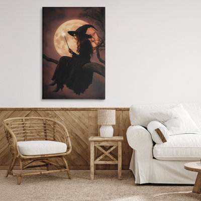 Witch Casting Spell in Moonlight Canvas, design par Arlington Prints