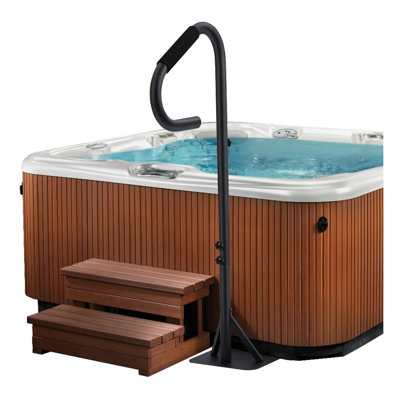 Balustrade de spa, rampe latérale de spa rotative à 360 ° avec hauteur réglable de 18 à 48 po, rampe de spa avec base coulissante et poignée antidérapante pour l'intérieur et l'extérieur, capacité de 600 lb