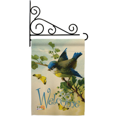 Welcome birds 2 faces polyester 19 x 13 po. ensemble de drapeaux