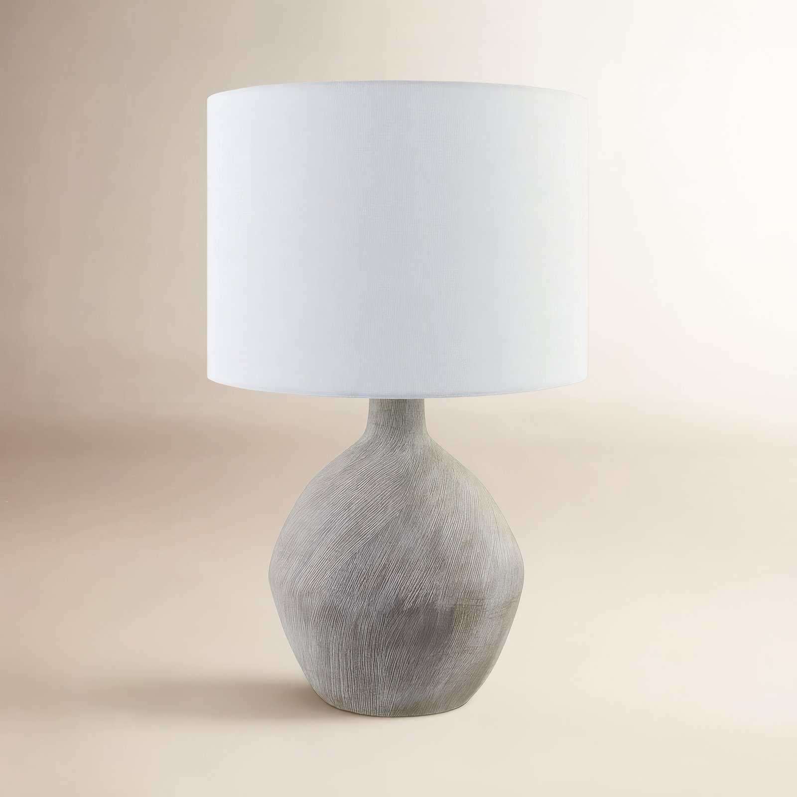 Ceramic Table Lamp, Dark Gray, White