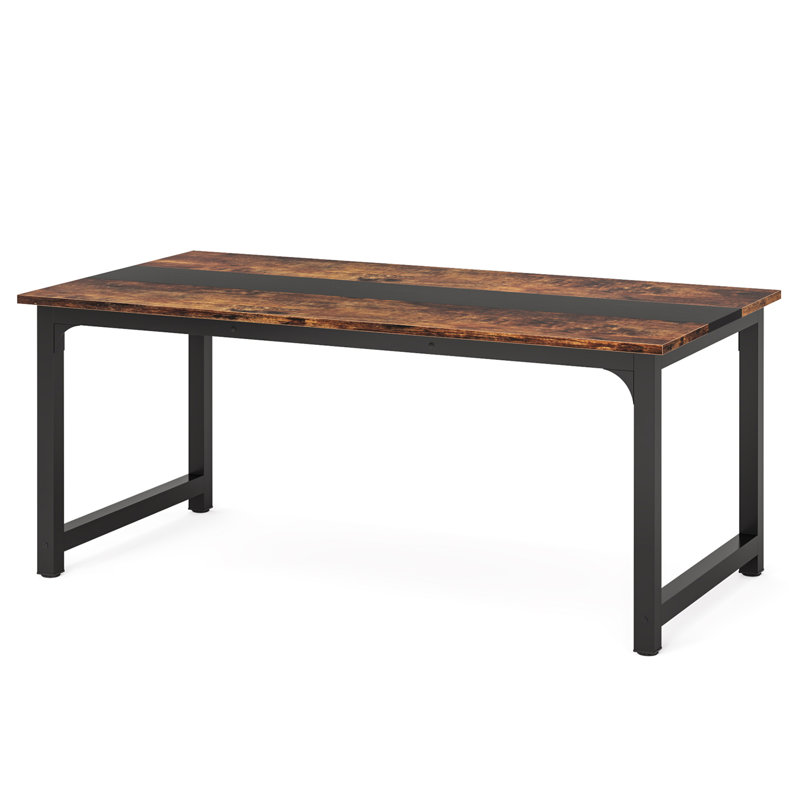 Grand bureau d'ordinateur 63 "moderne pour bureau à domicile - Table d'écriture robuste avec structure en acier (sans la chaise)