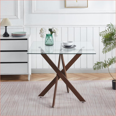 Table basse en verre trempé avec pieds croisés en chrome pour le salon, surface facile à nettoyer et amp; Longueur réglable