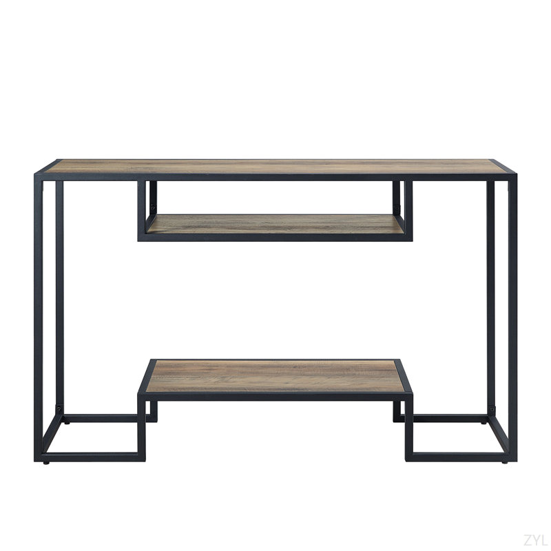 Rustic Oak & Black Finish Sofa Table