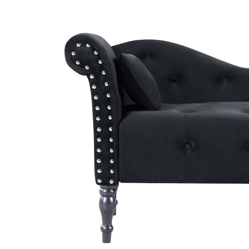 Chaise longue boutons capitonnés, Noir
