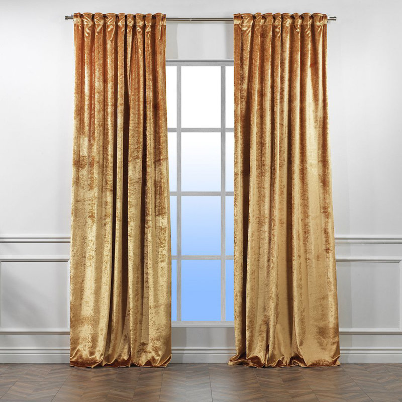 Room Darkening Single Curtain Panel, Yellow, 130cm Width x 225cm Drop