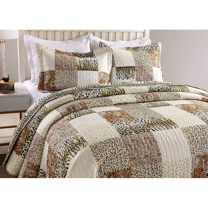 P-leopard Quilt Polyester Abstract Quilt, Queen Quilt + 2 Shams