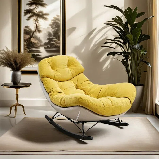 Fauteuil à bascule Simple Fashion, Jaune, Beige