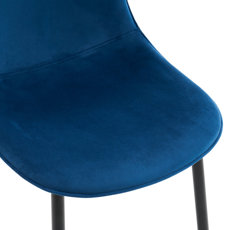Chaise rembourrée en similicuir Kavi ,  Velours bleu / noir