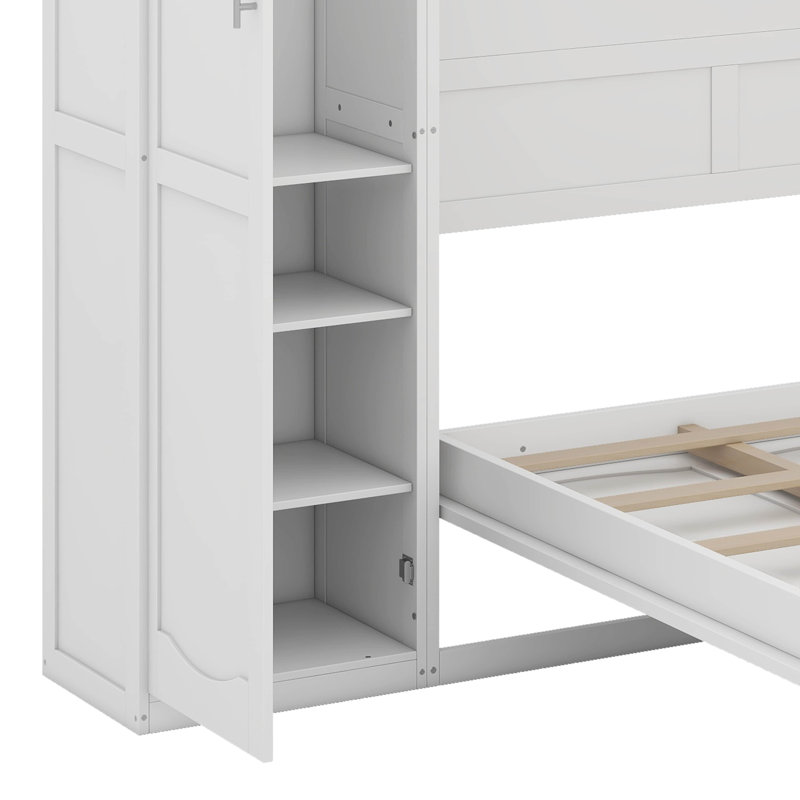 Lit escamotable avec deux garde-robes et tablette de rangement, Grand
