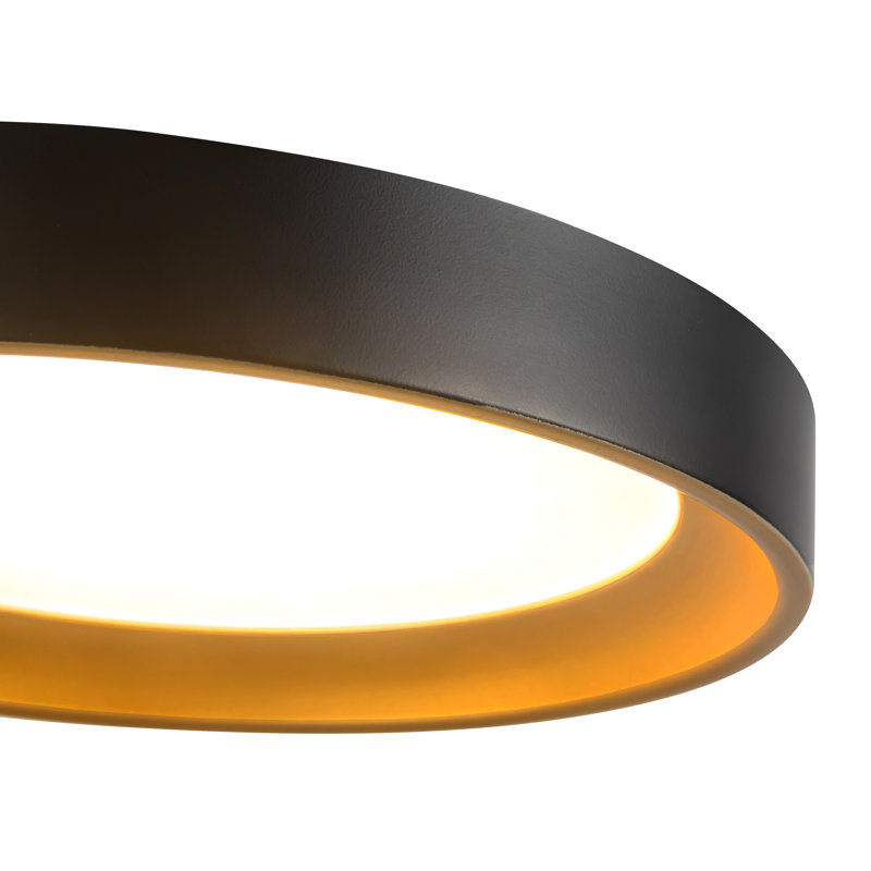 Nix 9-in Black dimmable LED Flush Mount, Matte Black/Gold
