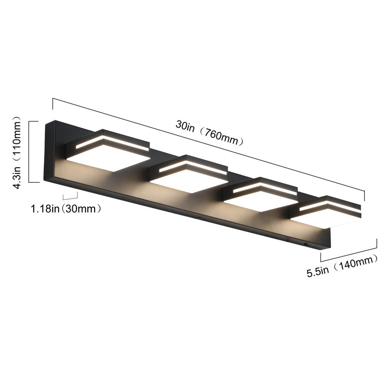 Modern Dimmable LED Vanity Lights for Mirror 3 CCT Adjustable LED Vanity Light, Matte Black, 4