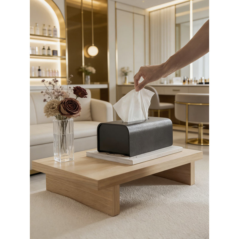 Couvre-boîte à mouchoirs - Support décoratif en placage de bois véritable pour salle de bain ou salon avec design scandinave