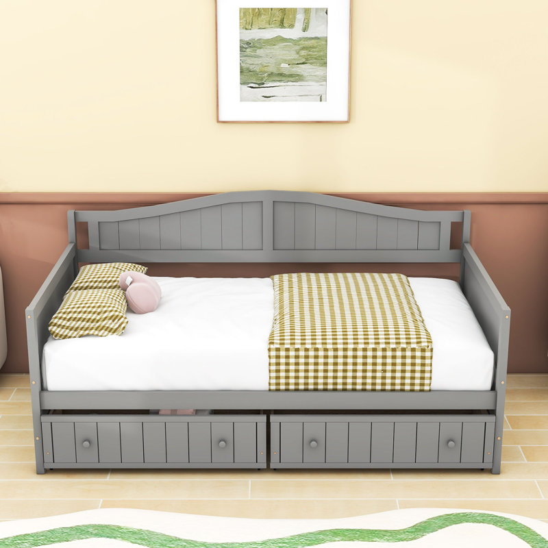 Twin Wood Daybed with Sturdy Frame and Dual Storage Drawers, Gray