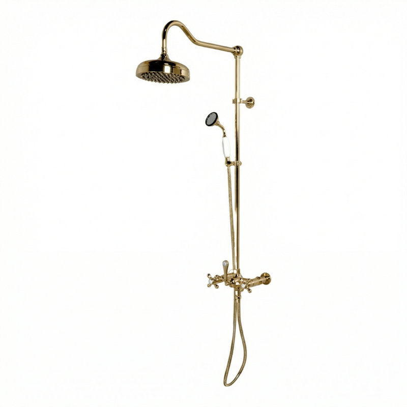 Exposed Shower System with Hand Shower (P1095) by Strom Living, Supercoat Brass