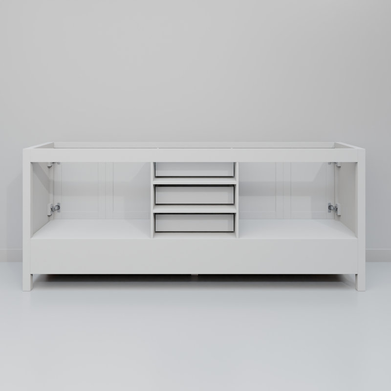 Jacques 72 in. W x 22 in. D Double Bath Vanity and 70 in. Mirror, White, White Cultured Marble