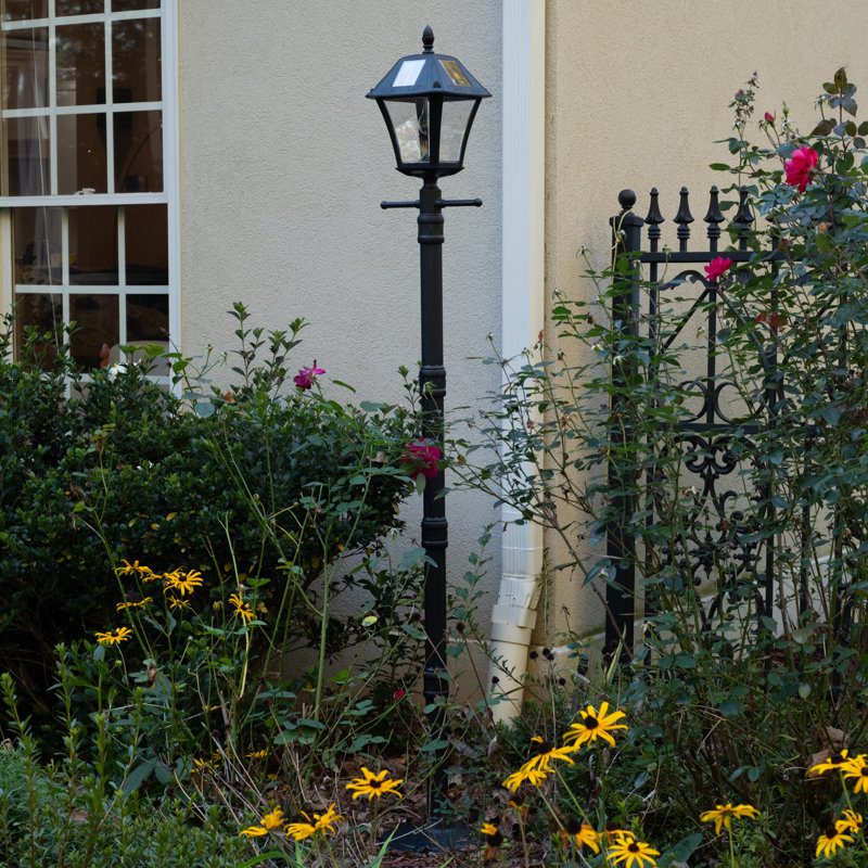 No Wiring Required Baytown Solar Lamp Post with EZ Anchor, Black