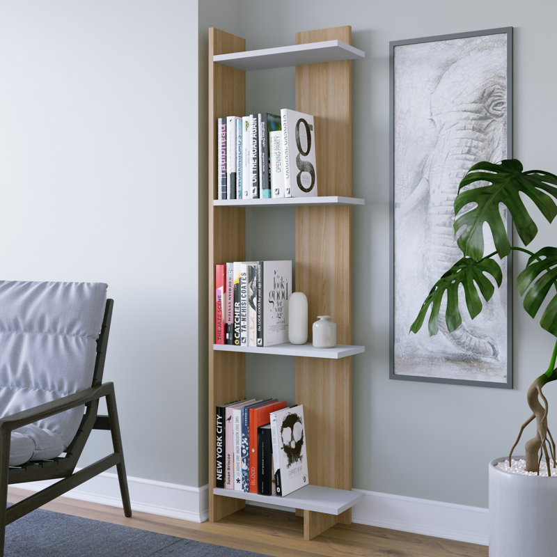 Rodney Bookcase Corner Bookcase, Oak-White