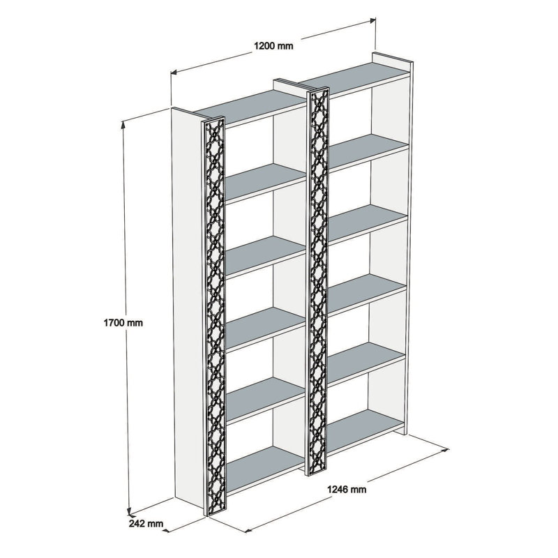 Alizeh 170cm H Standard Bookcase, Walnut/Brown