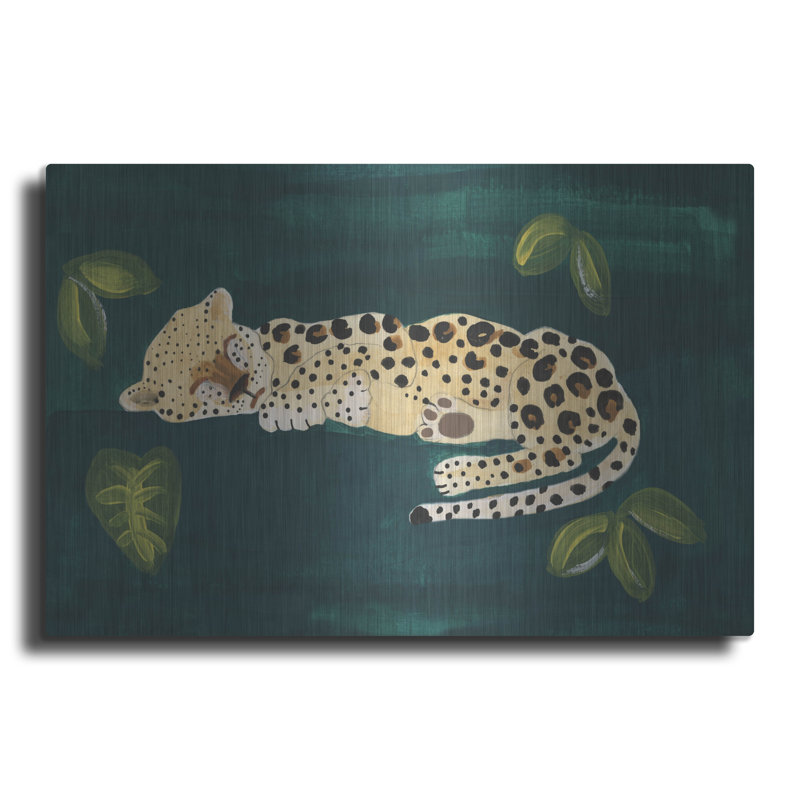  «Lethargic Leopard 2» par Alicia Longley, art mural en métal, 24 po x 16 po, H 16 po x l 24 po