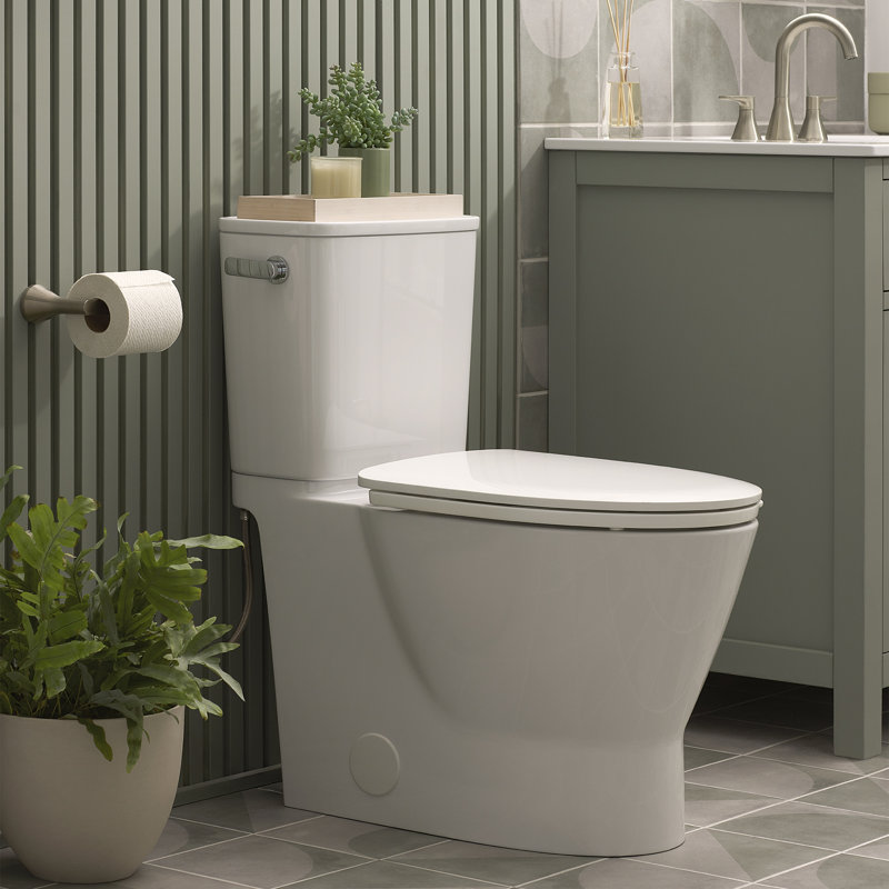 American Standard Aspirations 1.28 GPF Elongated 2 Comfort Height Chair Height Floor Mounted Two-Piece toilet with Seat Included