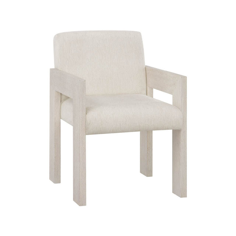 Modern Mist Oak Upholstered Levi Oyster Fabric Arm Chair 23" Wide 26" Deep 33" High