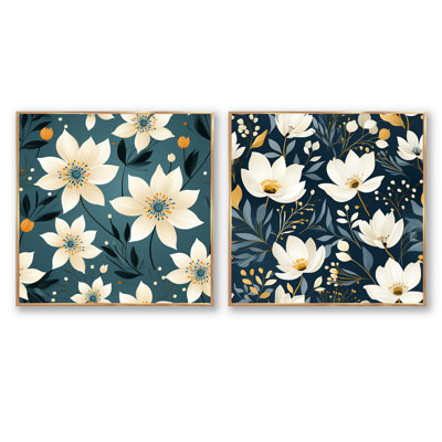 Erine - Ensemble de 2 collages carrés floraux