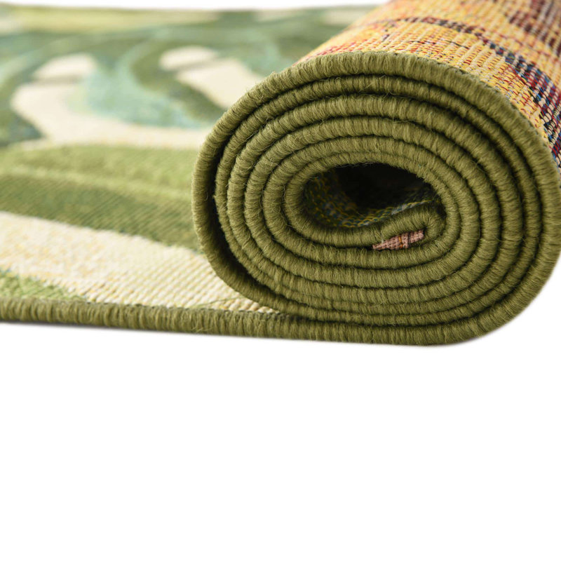 Tapis intérieur / extérieur floral Cindina, Tapis de couloir 2 pi x 6 pi