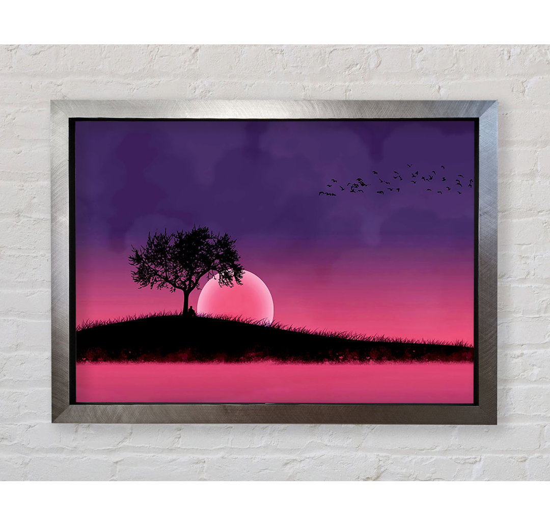 Pink Moonlit River - Einzelner Bilderrahmen Kunstdrucke