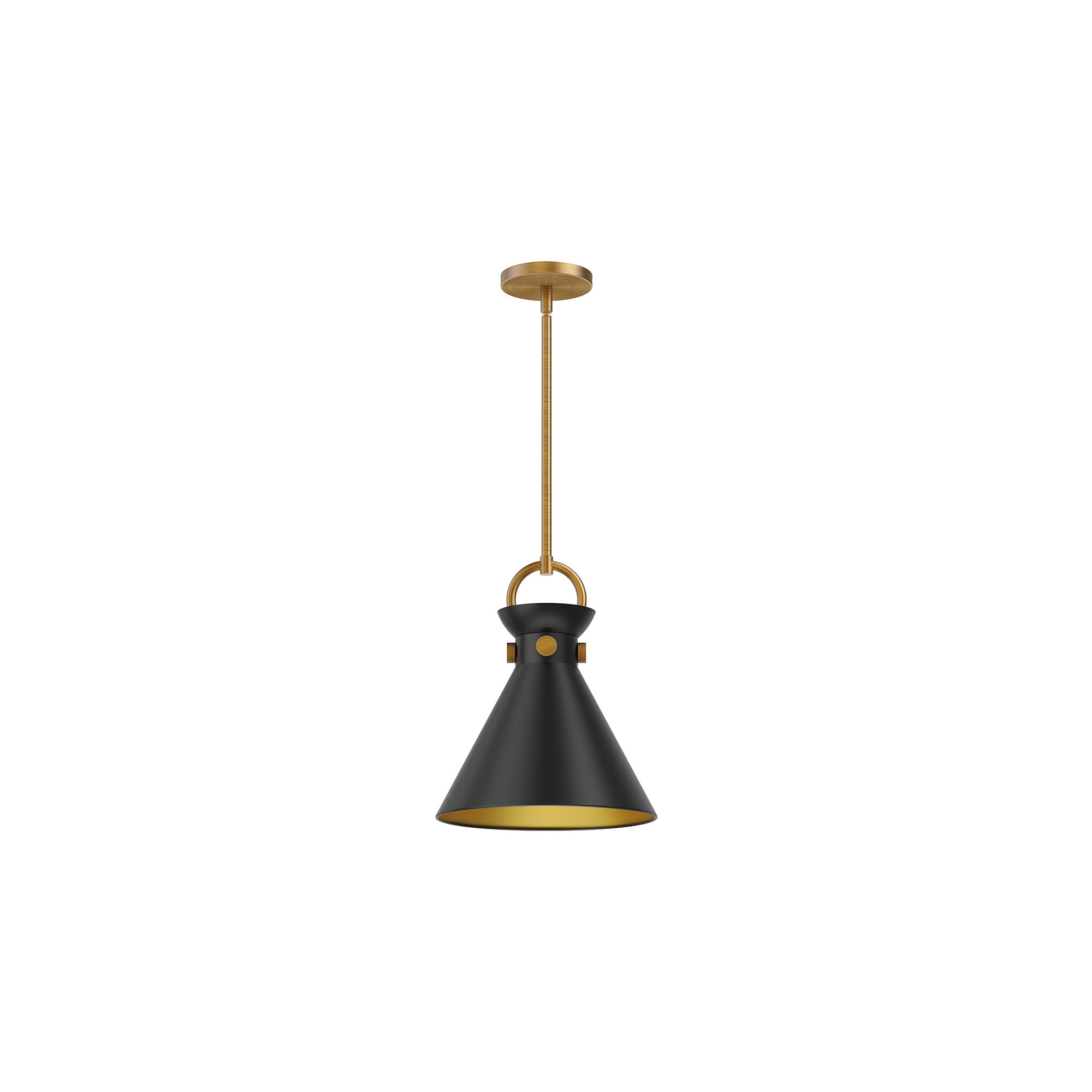 Tiney Single Light Metal Steel Pendant, Black, 12.75" H x 10.5" W x 10.5" D