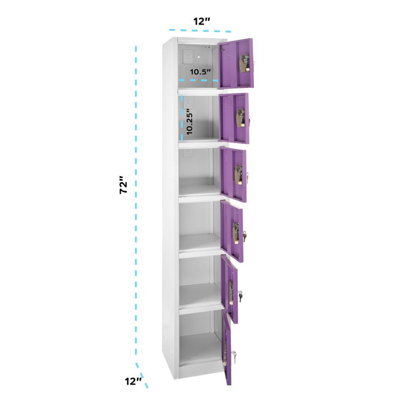 12'' Wide Purple Steel 6-Tier Office Locker
